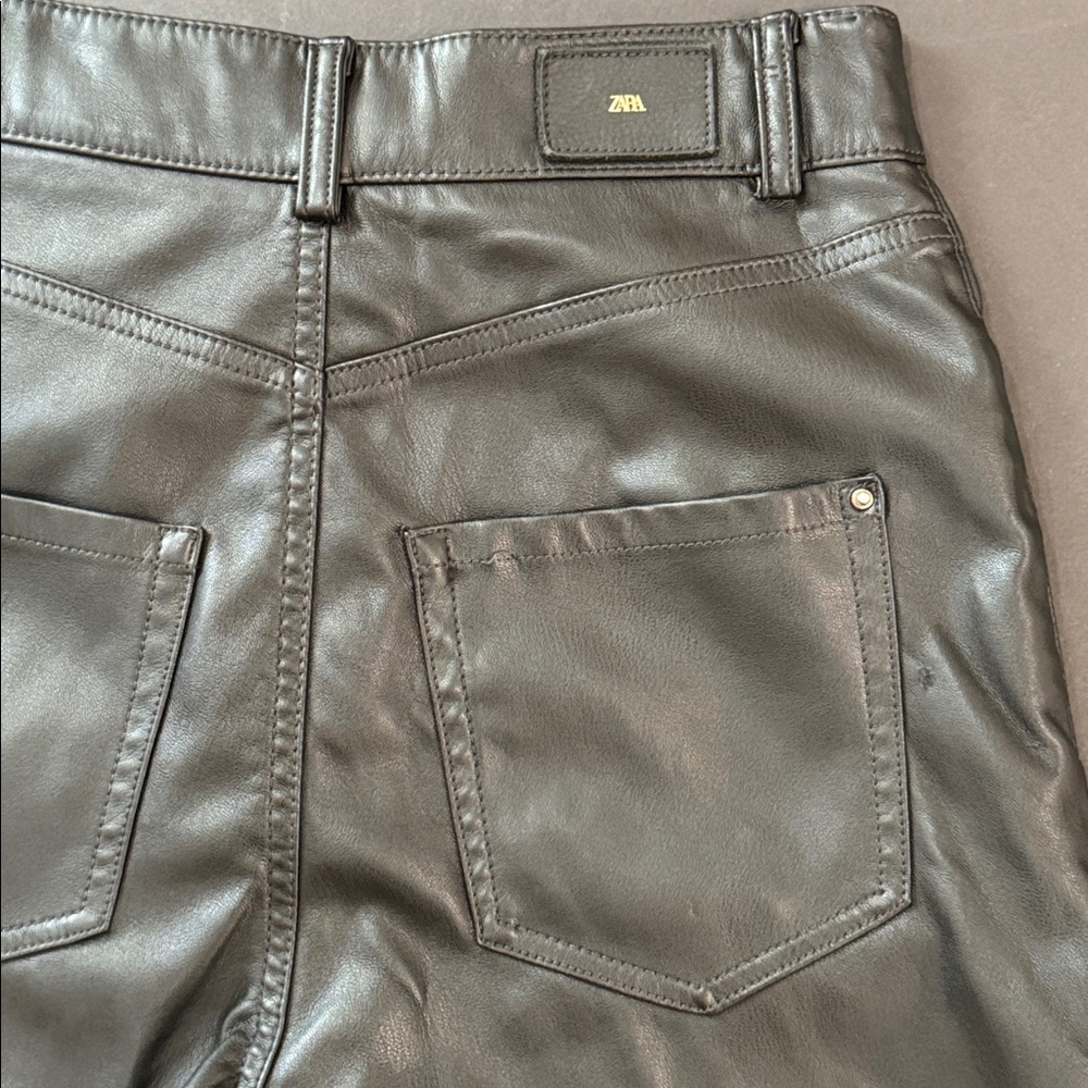 Zara Black Leather Pants 2 - Picture 12 of 16